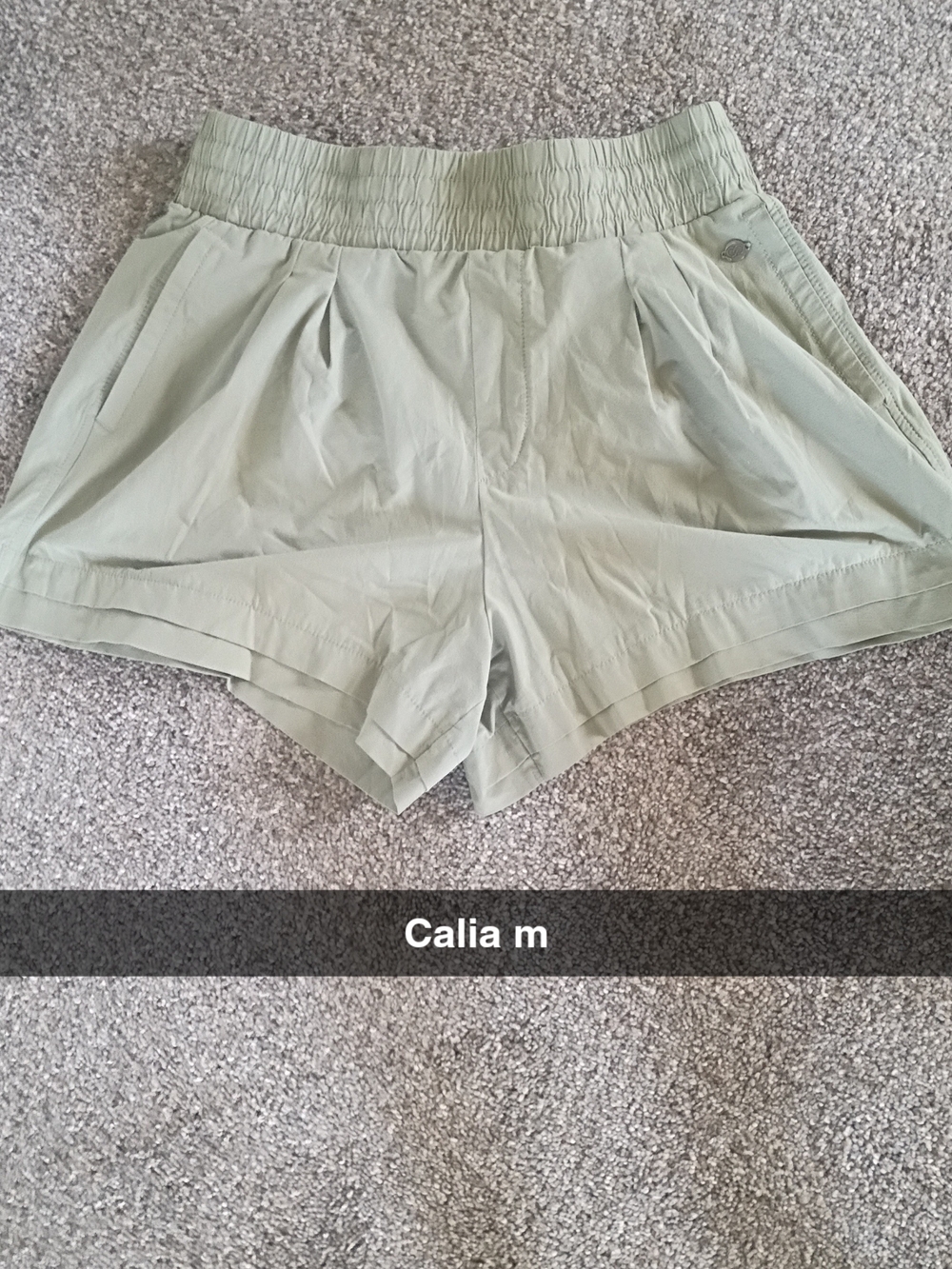 CALIA by Carrie Underwood High Rise Pleated Athletic Shorts - Sage Green, Size M